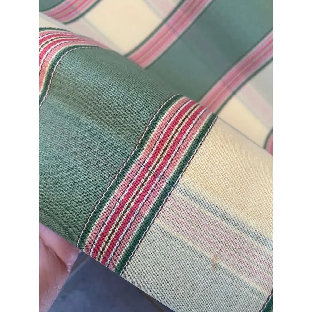 Green & Yellow Striped‎ Fabric with a Touch of Red Interwoven Fabric 57